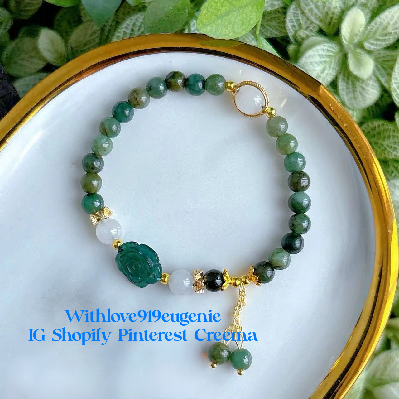 DIY Jade Bracelet by Withlove919eugenie @Pinterest @ Shopify @Creema @Instagram @Depop @Facebook @Snapchat