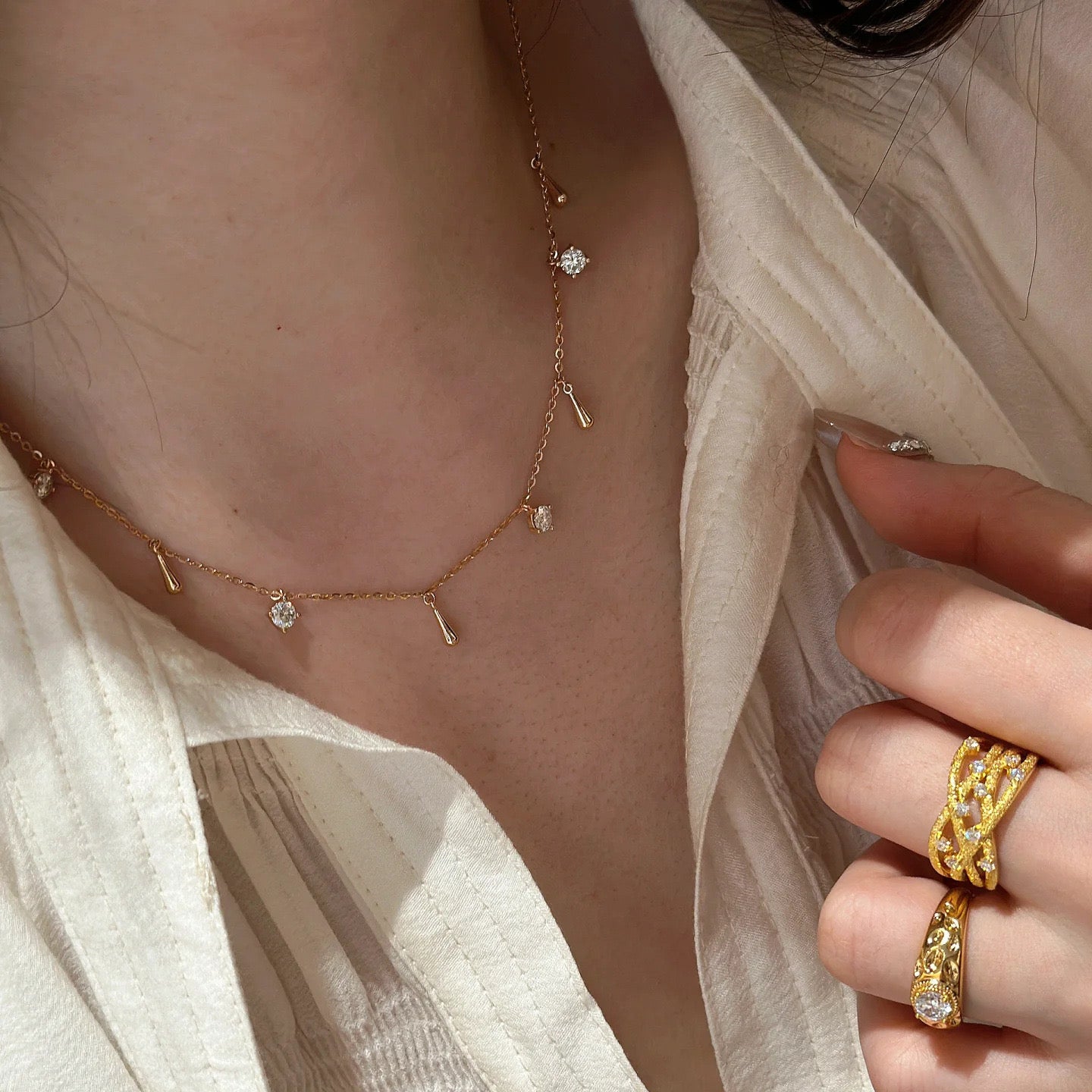 Cross Rhinestones necklace set
