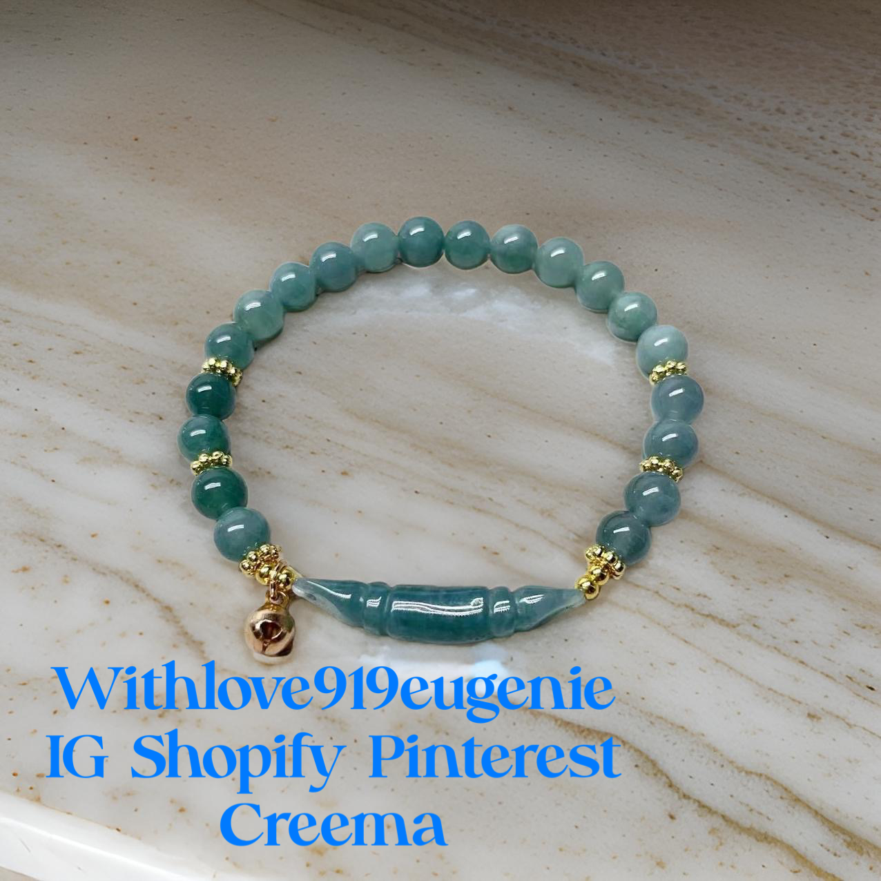 DIY Jade Bracelet by Withlove919eugenie @Pinterest @ Shopify @Creema @Instagram @Depop @Facebook @Snapchat