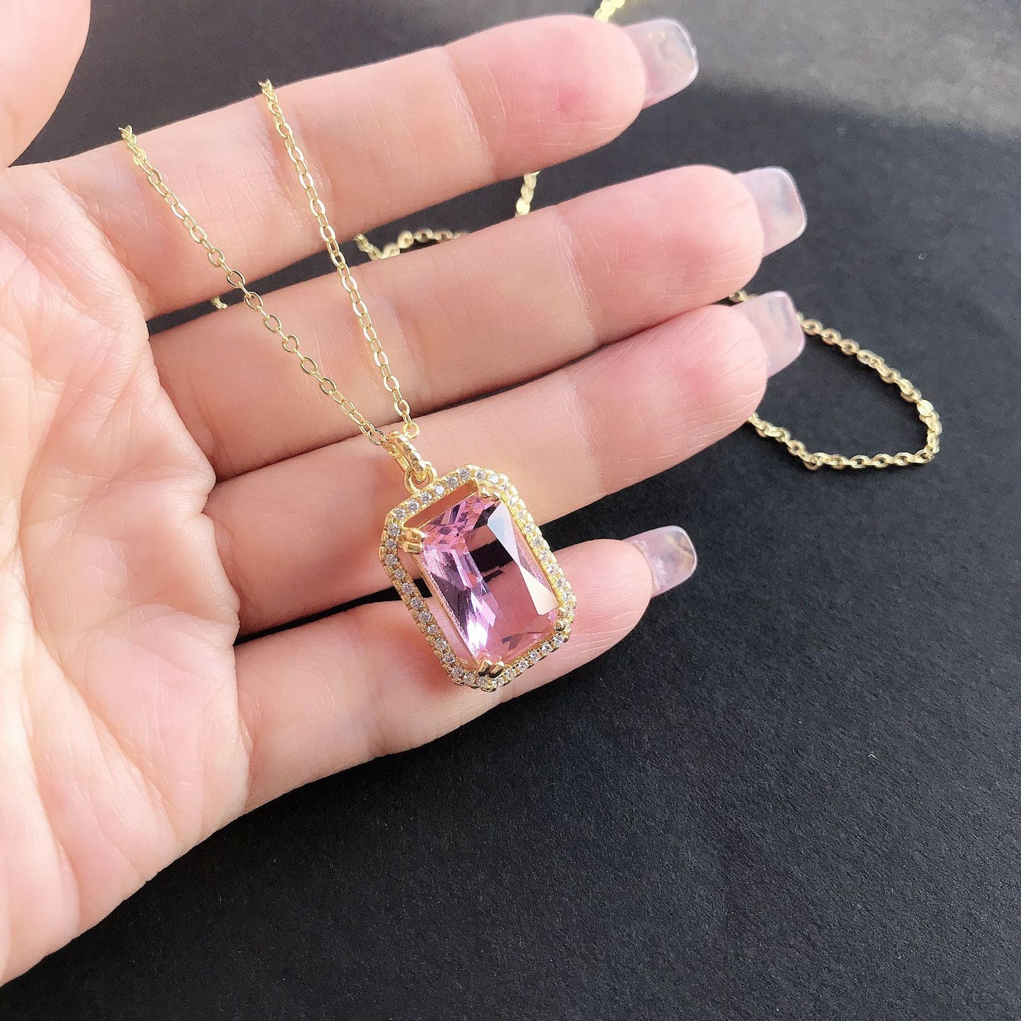 Pink Rhinestones ring, pendent and earrings set