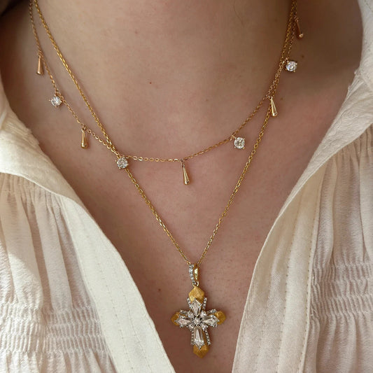 Cross Rhinestones necklace set